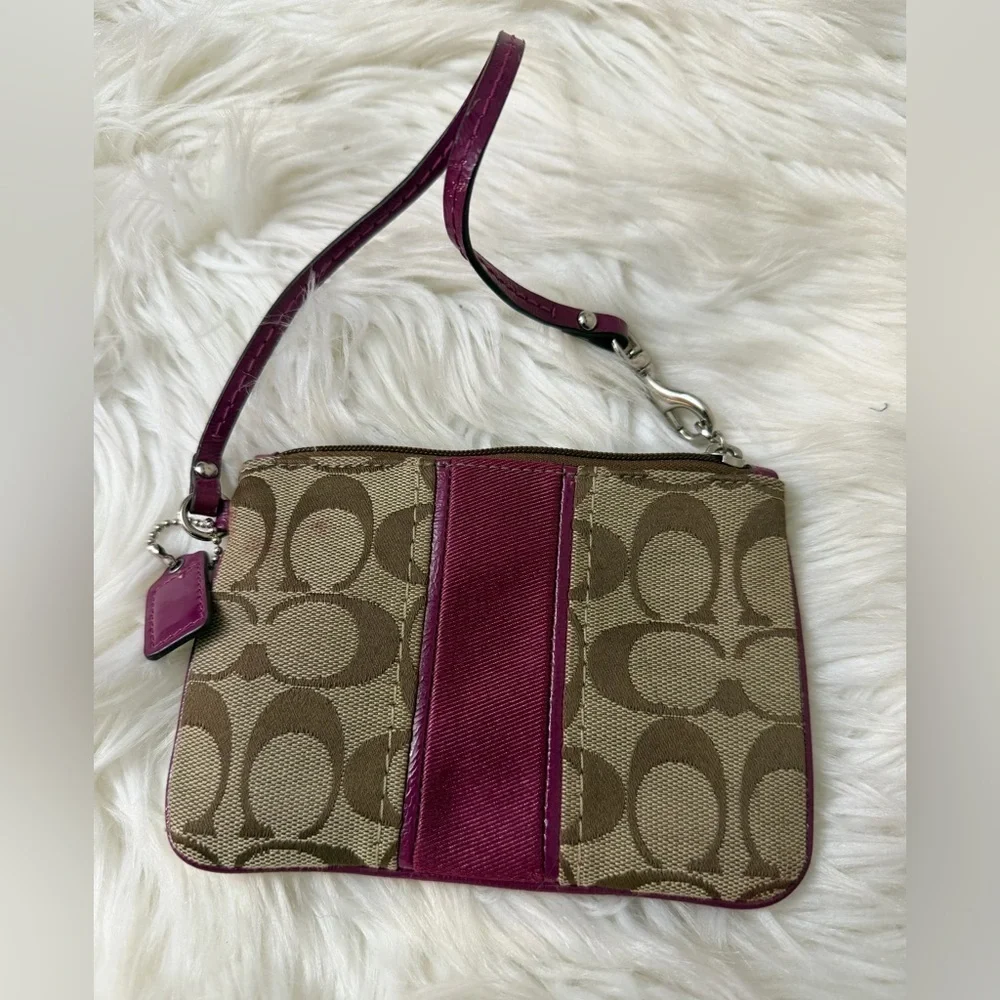 Coach Tan and Pink Wristlet
